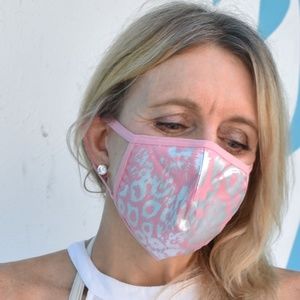 Metallic Leopard Face Mask in Pink/Silver
